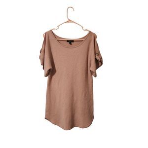 Aqua Cashmere Mauve Cold‎ Shoulder Tie Short Sleeve Sweater Women's Small